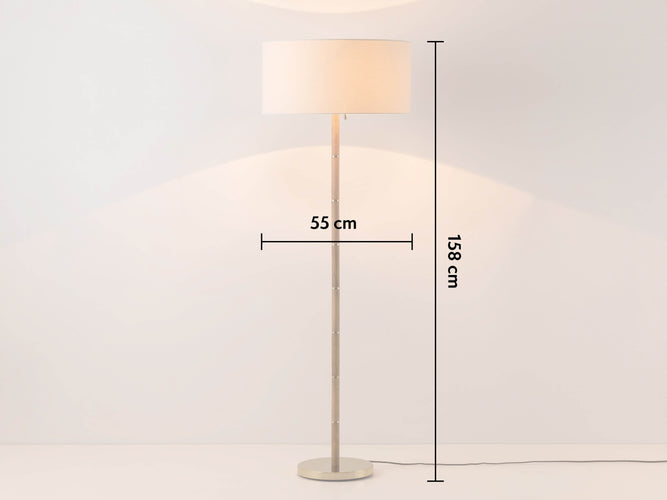 Houseof Wood and Brass Disk Floor Lamp