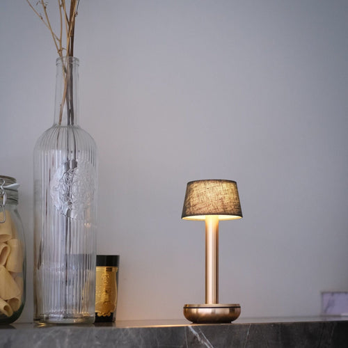 Humble Two Portable Lamp Linen Shade