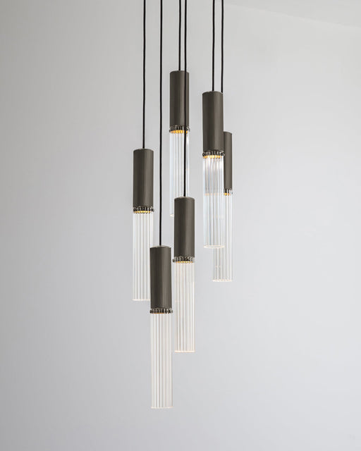 J. Adams & Co Flume 6 Drop Pendant Light Cluster