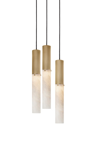 J. Adams & Co Flume Alabaster Pendant Light 3 Drop Grouping