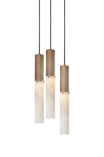 J. Adams & Co Flume Alabaster Pendant Light 3 Drop Grouping
