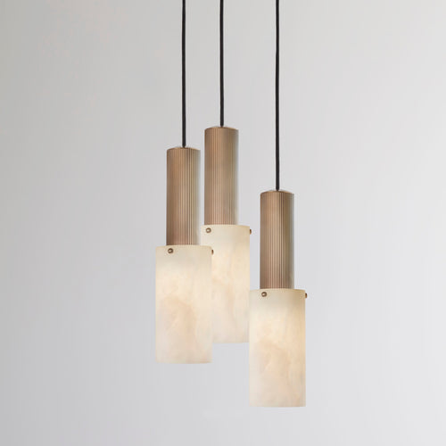 J. Adams & Co Flume Alabaster Pendant Light 3 Drop Grouping