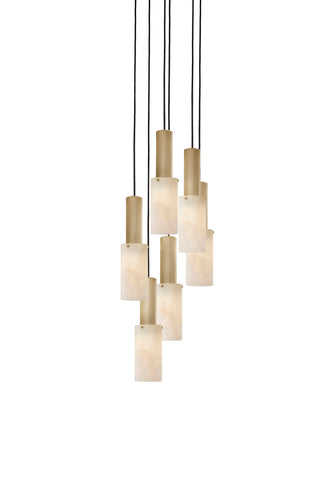 J. Adams & Co Flume Alabaster Pendant Light 6 Drop Grouping