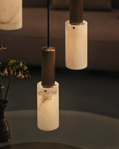 J. Adams & Co Flume Alabaster Pendant Light 6 Drop Grouping