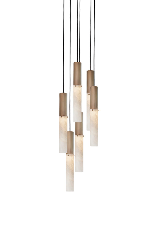 J. Adams & Co Flume Alabaster Pendant Light 6 Drop Grouping