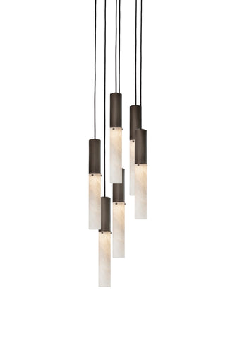 J. Adams & Co Flume Alabaster Pendant Light 6 Drop Grouping