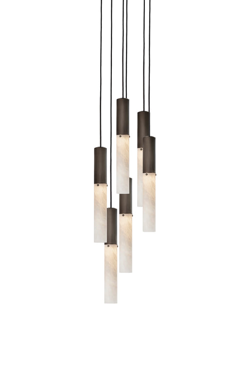 J. Adams & Co Flume Alabaster Pendant Light 6 Drop Grouping
