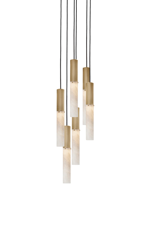 J. Adams & Co Flume Alabaster Pendant Light 6 Drop Grouping