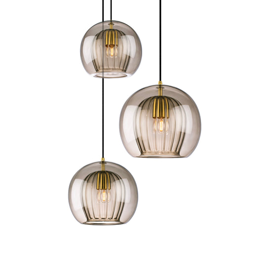 Marc Wood Pleated Crystal Pendant Light Cluster 3