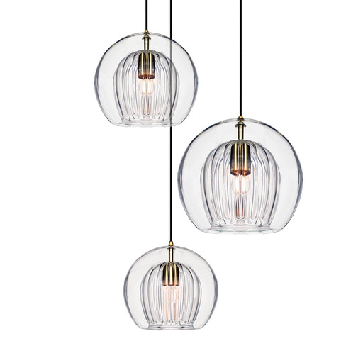 Marc Wood Pleated Crystal Pendant Light Cluster 3
