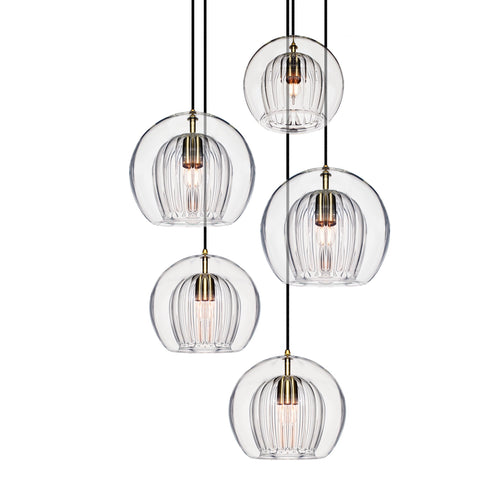 Marc Wood Pleated Crystal Pendant Light Cluster 5