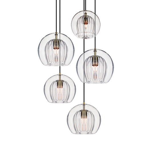 Marc Wood Pleated Crystal Pendant Light Cluster 5