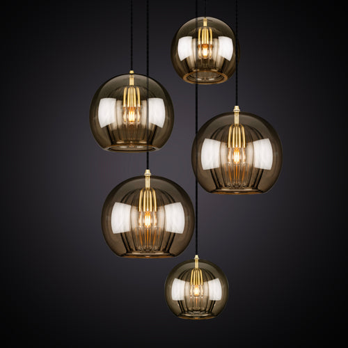 Marc Wood Pleated Crystal Pendant Light Cluster 5