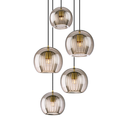 Marc Wood Pleated Crystal Pendant Light Cluster 5