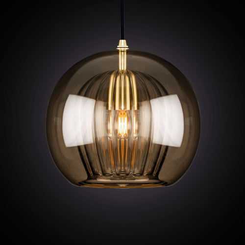 Marc Wood Pleated Crystal Pendant Light Smoke
