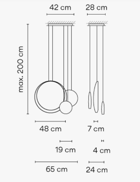 Vibia Cosmos Pendant Light Cluster of 3 (2511)