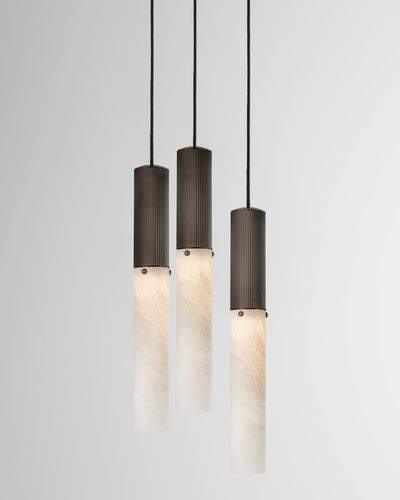 J. Adams & Co Flume Alabaster Pendant Light 3 Drop Grouping