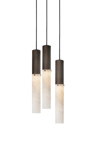 J. Adams & Co Flume Alabaster Pendant Light 3 Drop Grouping
