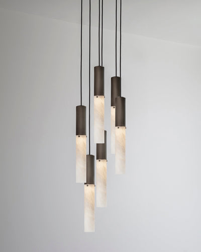 J. Adams & Co Flume Alabaster Pendant Light 6 Drop Grouping