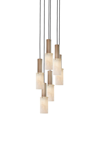 J. Adams & Co Flume Alabaster Pendant Light 6 Drop Grouping