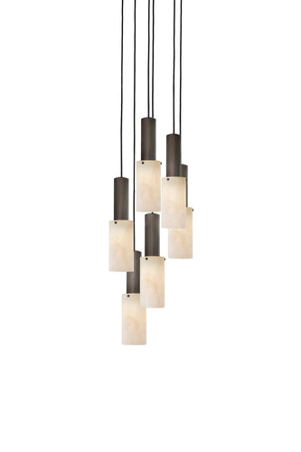 J. Adams & Co Flume Alabaster Pendant Light 6 Drop Grouping