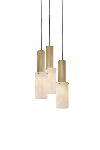 J. Adams & Co Flume Alabaster Pendant Light 3 Drop Grouping