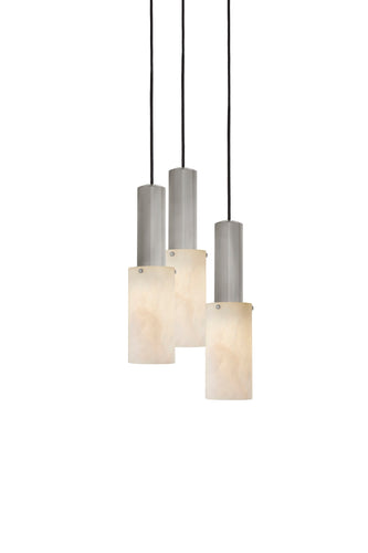 J. Adams & Co Flume Alabaster Pendant Light 3 Drop Grouping