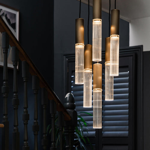 J. Adams & Co Flume 6 Drop Pendant Light Cluster