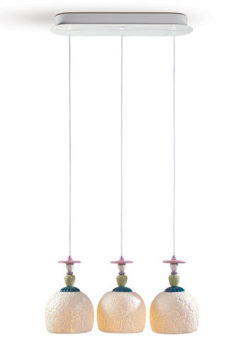 Lladro Mademoiselle Lineal Canopy 3 Lights Gazing at The Ocean Pendant Cluster