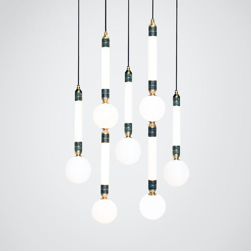 Marc Wood Greenstone Pendant Light Cluster