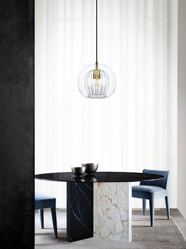 Marc Wood Pleated Crystal Pendant Light Clear