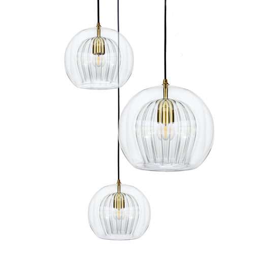 Marc Wood Pleated Crystal Pendant Light Cluster 3