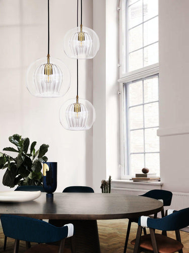 Marc Wood Pleated Crystal Pendant Light Cluster 3