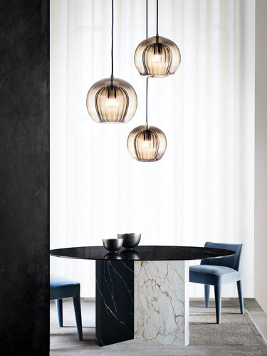 Marc Wood Pleated Crystal Pendant Light Cluster 3