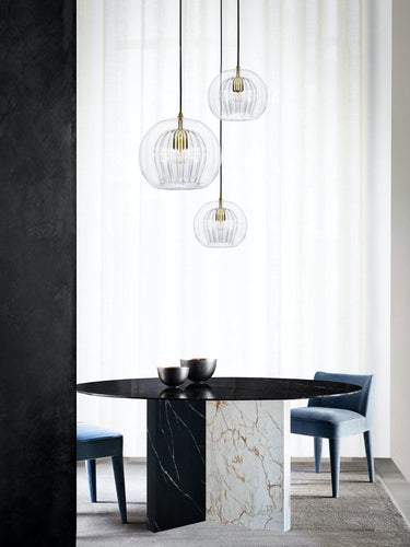 Marc Wood Pleated Crystal Pendant Light Cluster 3