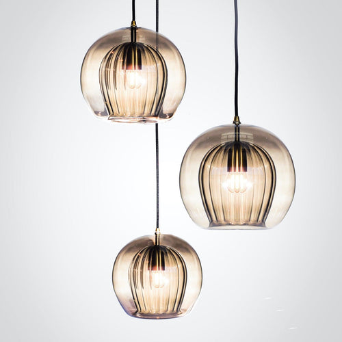 Marc Wood Pleated Crystal Pendant Light Cluster 3