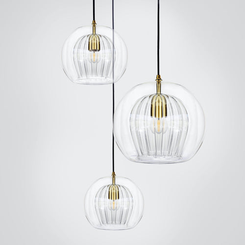 Marc Wood Pleated Crystal Pendant Light Cluster 3