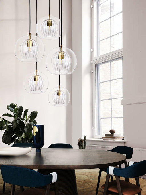 Marc Wood Pleated Crystal Pendant Light Cluster 5
