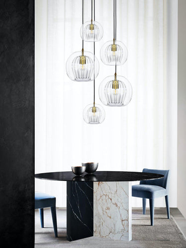 Marc Wood Pleated Crystal Pendant Light Cluster 5