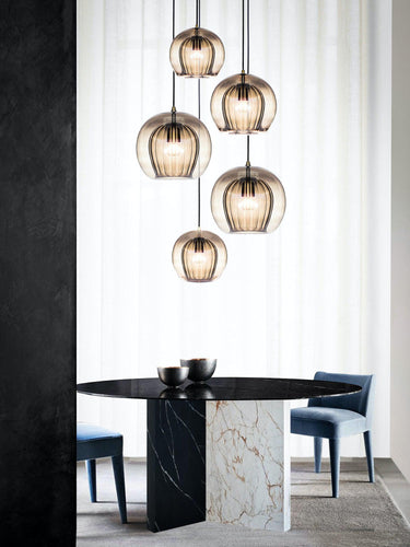 Marc Wood Pleated Crystal Pendant Light Cluster 5
