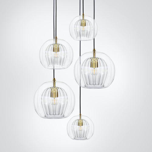 Marc Wood Pleated Crystal Pendant Light Cluster 5