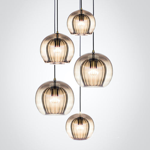 Marc Wood Pleated Crystal Pendant Light Cluster 5