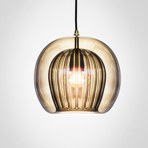 Marc Wood Pleated Crystal Pendant Light Smoke