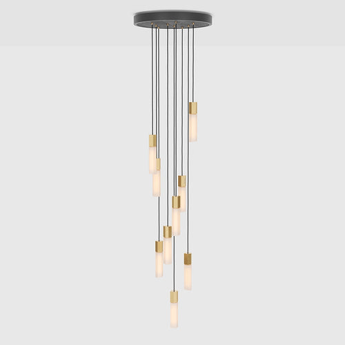 Tala Basalt Nine Pendant Light in Brass