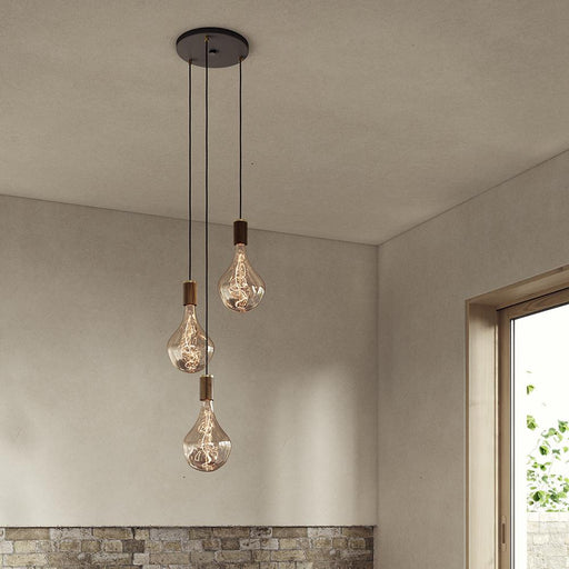 Tala Walnut Triple Pendant with Voronoi II