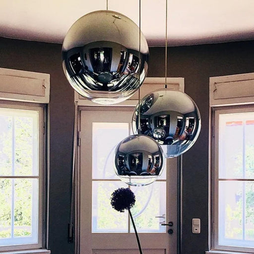 Tom Dixon Mirror Ball Round Pendant Light System Silver