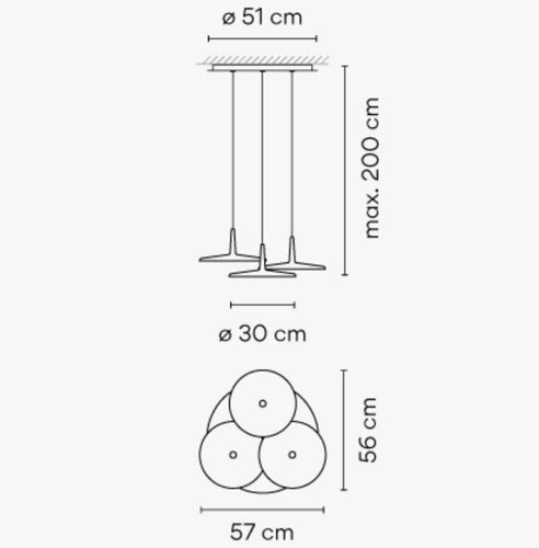 Vibia Skan Pendant Light Cluster of 3 - Ex-Display